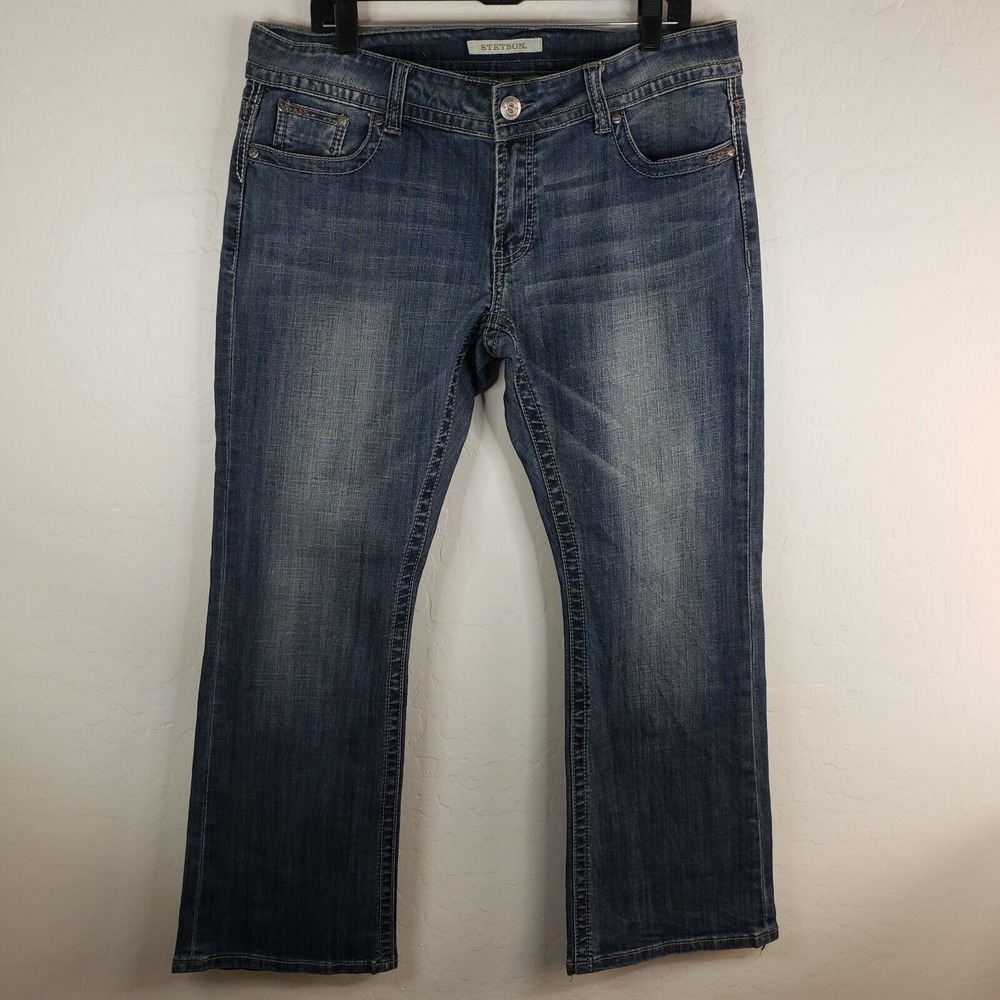 Stetson‎ 36x30 Hollywood Bootcut Jeans Women's 16 Short Denim Mid Rise Stretch